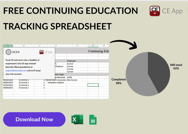 Free Continuing Education Tracking Spreadsheet